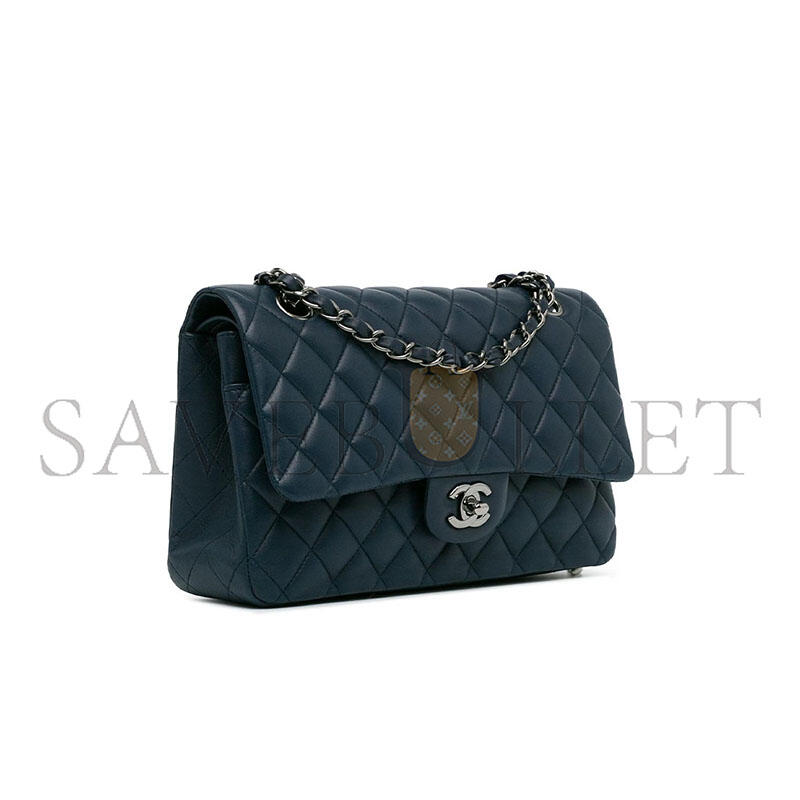 CHANEL MASTER BLUE MEDIUM CLASSIC LAMBSKIN DOUBLE FLAP BAG A01112 (25*15*6cm)